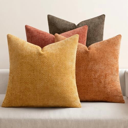 Lot de 4 housses de coussin en chenille 18x18 pouces