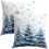 Fodere per cuscini in lino 45x45 cm, stampa eucalipto, set da 2 2