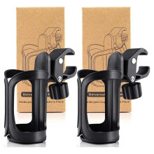 Paquete de 2 portavasos para sillas de ruedas, altura 5.28", longitud 6.77", peso 0.49 lbs, color negro.
