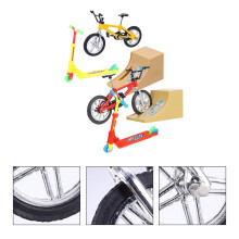 Finger Bike Ramp Toy Kit, Yellow, 2 Sets - Kids Outdoor Play, Stunt Bike Ramp Accessories