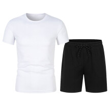 Herre shorts2-delt antrekk loungesett korte ermer rund hals strand sommer ensfarget avslappet løping fitness trening lommer shorts treningsdress