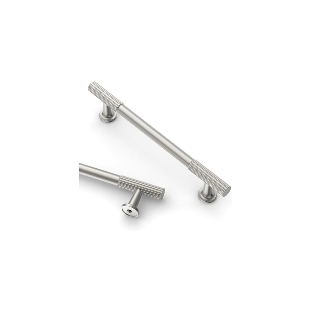 10 Pack 5 Inch(128Mm) Brushed Satin Nickel Kitchen Cabinet Handles, Cabinet Pulls Kitchen Cabinet Hardware For Cupboard Drawer Pulls 9557311265419