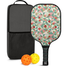 Sada květinových pálek na pickleball ze skelných vláken se 2 míčky a taškou – kompatibilní s hraním uvnitř i venku