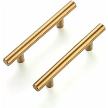 Lot de 12 poignées de meuble de 12,7 cm (5 pouces) en laiton brossé et acier inoxydable, pour tiroirs de cuisine. Longueur : 12,7 cm (5 pouces),