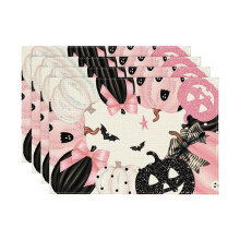 MOQIN Halloween placemats set van 4 – 30x45 cm vleermuis &
