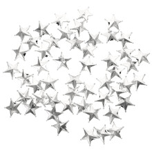 50Pcs Small Star Ornaments Plastic Silver 2.00X2.00X0.70In For Christmas Tree Top Decoration