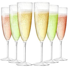 Lot de 16 flûtes à champagne transparentes de 17 cl avec longue tige