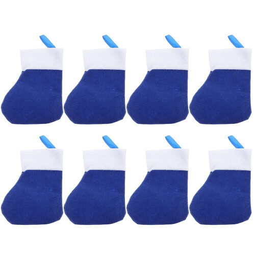 Weihnachtsbesteck-Socken, blauer Stoff, 8er-Pack