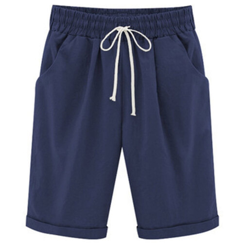 Bermuda da donna in cotone con elastico in vita e tasche