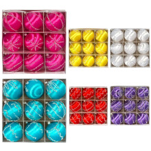 8cm Satin Christmas Balls 9-Pack Yellow