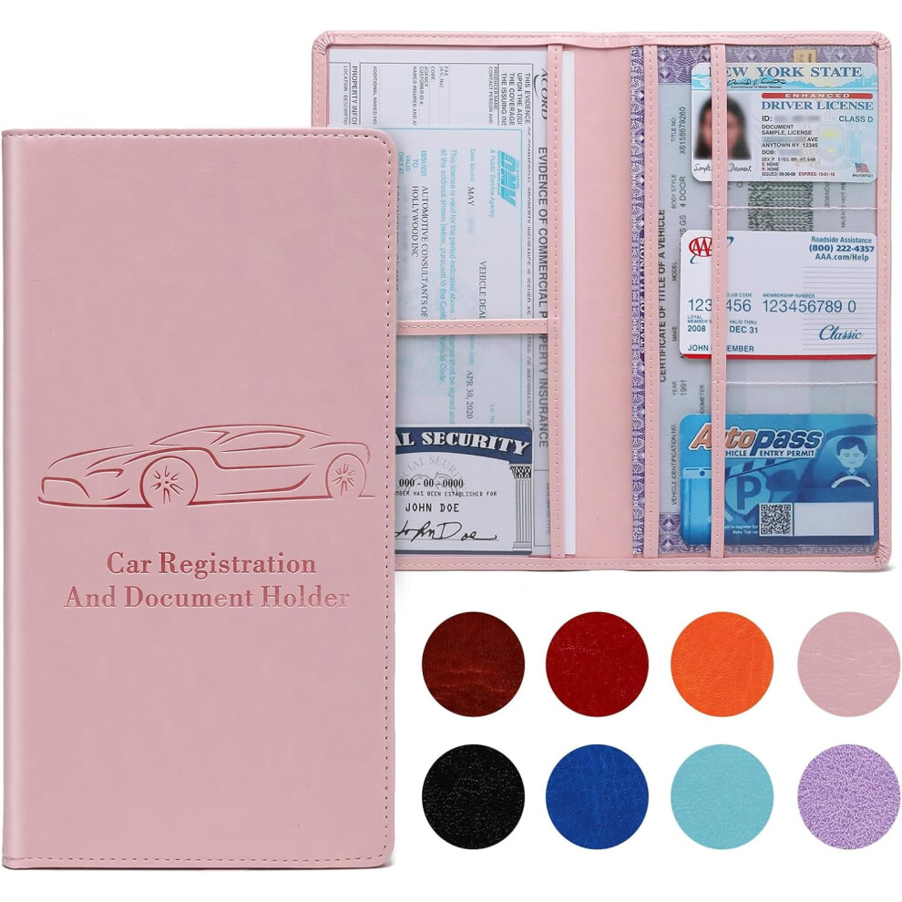 Car Registration & Insurance Card Holder, 10.39''9.56'' Premium Pu Leather Document Organizer With Magnetic Closure, 6-Pocket Glove Box Organizer 9557311757341