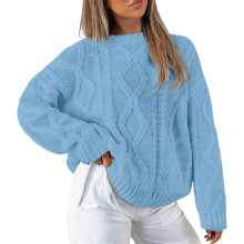 Svetry pro ženy, zimní pletený svetr, měkký pohodlný volný střih, kulatý výstřih, ležérní podzimní útulný outfit