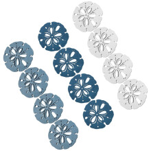 Conjunto de 12 peças de decoração de parede em forma de conchas ocas de madeira.