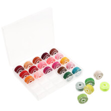 FRCOLOR 25pcs Pre-wound Bobbins & Polyester Threads with Storage Case, Compatible with Sewing Machines
