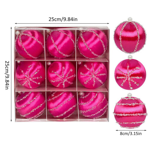 8cm Satin Christmas Balls 9-Pack Yellow 2