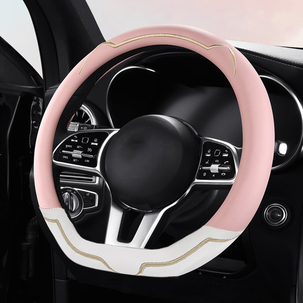 Non-Slip Silicone Steering Wheel Cover - For 36-40Cm, Thin &, Wear-Proof, All-Season Grip, Easy To Clean For Cars & Vehicles, -A Pink 9557311758874