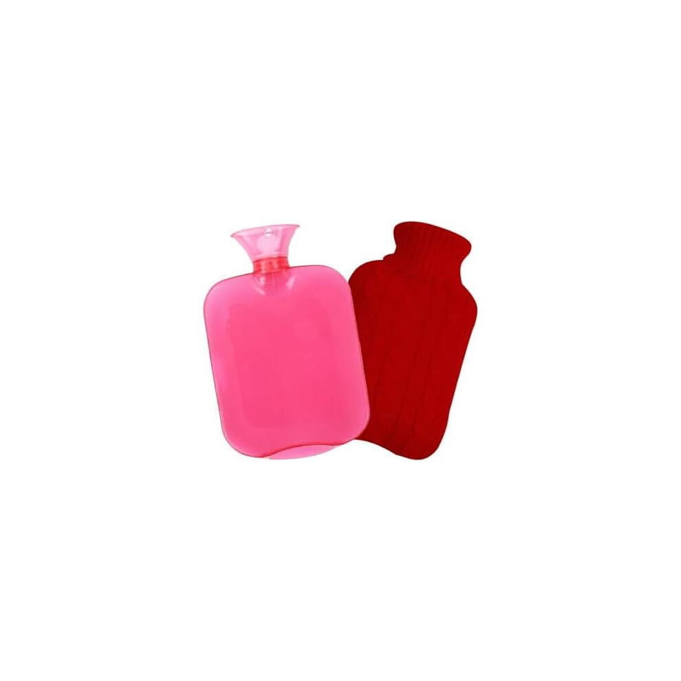 Red 2L Hot Water Bottle With Knitted Cover Â Hot/Cold Therapy For Muscle Pain, Menstrual Cramps & Neck/Shoulder Relief (Red)