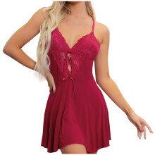 Sexy damesnachtkleding in de uitverkoop! Effen chemise, kanten nachtjaponnen, spaghetti-bandjes lingeriejurk voor dames