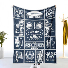 Pătură de flanel cu imprimeu de fotbal american, 150x200cm