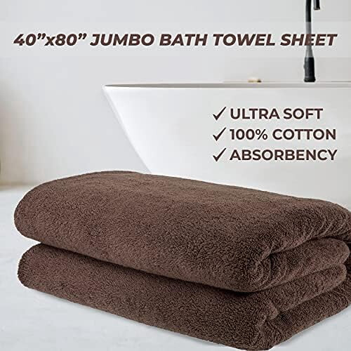 Telo da bagno in cotone extra large 40x80 pollici, marrone