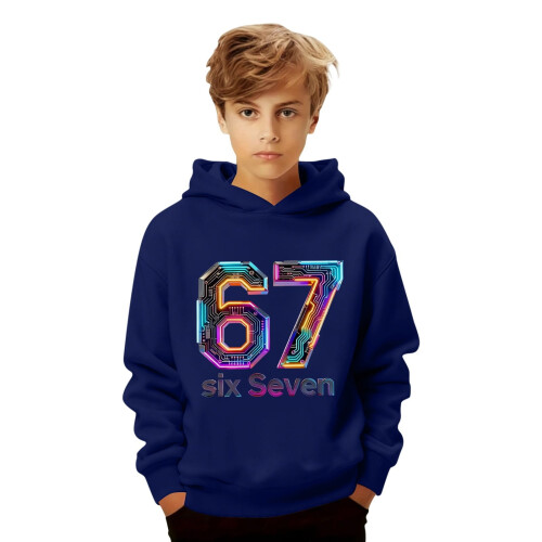 Meme Hoodie för Barn Marinblå Långärmad Tröja 2