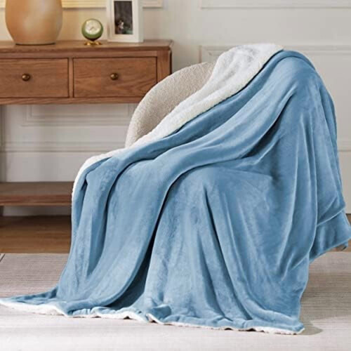 Sherpa Fleece Tæppe 50x60 cm Blå 1