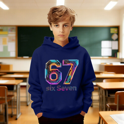 Meme Hoodie för Barn Marinblå Långärmad Tröja 1