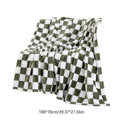 Mint Green Checkered Flannel Blanket Soft Throw 39.37 x 1
