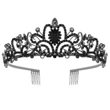 Copricapo da principessa con strass per donne e ragazze – Sposa, ballo di fine anno, quinceañera, festa | Compatibile con base in metallo