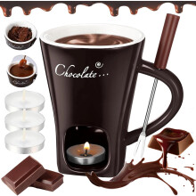 2026 Upgraded Chocolate Fondue Mug Set with Fork, Mini Ceramic Melting Cups for Chocolate, Cheese & Desserts – Ideal Gift for Date Nights,