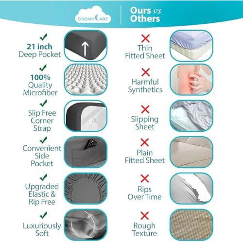 Ensemble de draps King 6 pièces en microfibre à poches extra profondes 2