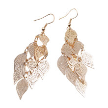 Boucles d'oreilles pendantes en forme de feuille pour femmes, couleur or, lot de 6 paires