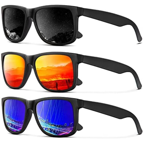 Γυαλιά ηλίου Polarized για άνδρες, γυναίκες, κλασικό ματ μαύρο σκελετό, προστασία UV, 3