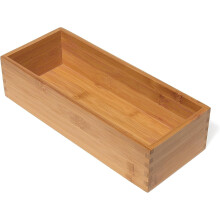 Boîte de rangement en bois de bambou pour ustensiles de cuisine, maquillage ou fournitures de bureau, 12,7 cm x 30,5 cm x 7,6 cm