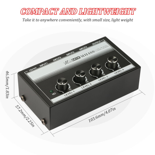 MH400Mini Μίκτης Ήχου - Μίκτης Γραμμής 4 Καναλιών με Εξαιρετικά Χαμηλού Θορύβου Είσοδο 2