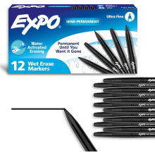 Visa Vis Whiteboardmarker, feine Spitze, Schwarz, 12er-Packung – ideal für Schule und Homeschooling