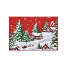 Tapis de Noël 60x90cm Antidérapant Doux Motif cerfs et sapins