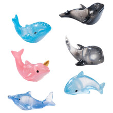 6-teiliges Set Miniatur-Meerestiere, DIY-Walhai-Statuen aus Kunstharz für die Aquariumdekoration, winzige Meerestiere für eine einzigartige