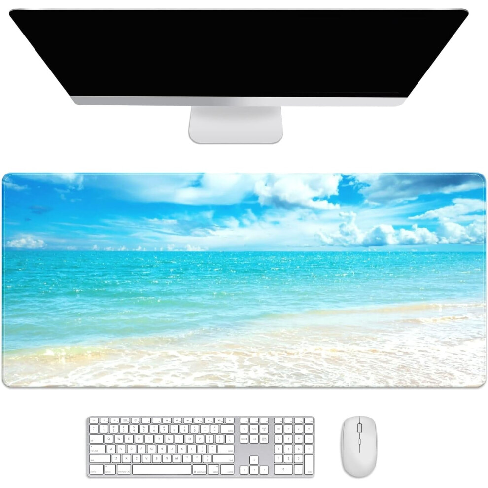 Beach Clouds Sky Desk Mat, 35.4X15.7in Large Gaming Mouse Pad, Cute Desk Topper Â Compatible With All Desks 9149926126478