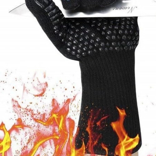 Grillhandschuhe, hitzebeständig, 33 cm, schwarz, 2er-Pack 2