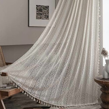 Perdea croșetată Boho, 145 cm lățime x 213 cm lungime, panou transparent din bumbac cu...