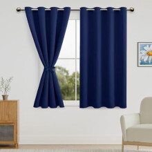 Perdele opace cu bretele, albastru închis, 107x160 cm, set