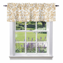 Cantonnière jaune à fleurs 137 x 46 cm (54 x 18 po) en polyester à œillets pour tringle