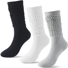Slouch-sokker for kvinner, 3 par scrunch-sokker for kvinner, lange scrunchy-rørsokker for kvinner, jentestørrelse
