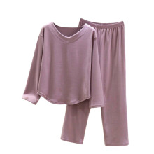 Conjunto de pijama térmico para mujer, cuello en V, ropa de dormir de felpa, manga larga, pantalón, 2 piezas, suave y cómodo, tallas L-2XL, color