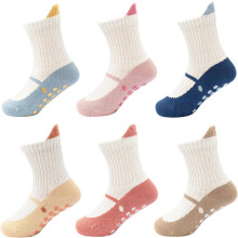Pack of 6 Infant Toddler Cotton Non-Slip Socks with Grips Cute Ballet Style Baby Boys Girls Ankle Socks