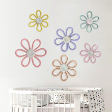 Set de 6 aranjamente de perete Macrame cu model bohemian cu margarete – Decor pentru camera copiilor și fete, compatibil cu stilul boem