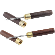 2 Pcs Stainless Steel Ice Picks with Wood Handle & Safety Cover, 6.8"+9", Black – for Kitchen, Bar, Bartender, Restaurant