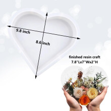 Veľká živicová forma v tvare srdca s rozmermi 8,6"x2", silikónová epoxidová forma na kvety, umelecké odlievanie, DIY, svadba, Valentín,