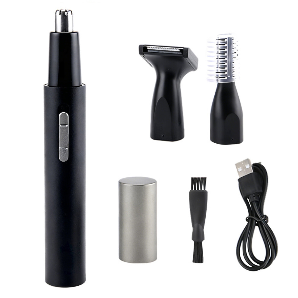 Black Nose Hair Trimmer Electric Razor,3 In 1 Electric Eyebrow Trimmer,Detachable Washable Facial Hair Trimmer,Hair Trimmer For Underarms,Chest,Leg,Arms